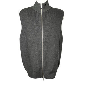 COS Sweater Vest Mens Large Gray Wool Full Zip Mock Neck Pullover Minimalist
